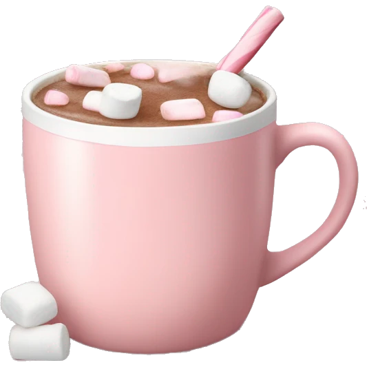 Light Pink mug of hot chocolate with marshmallows  emoji