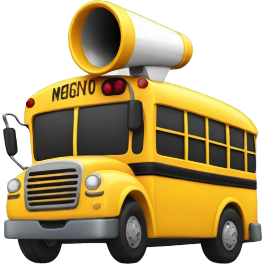schoolbus with megaphone emoji