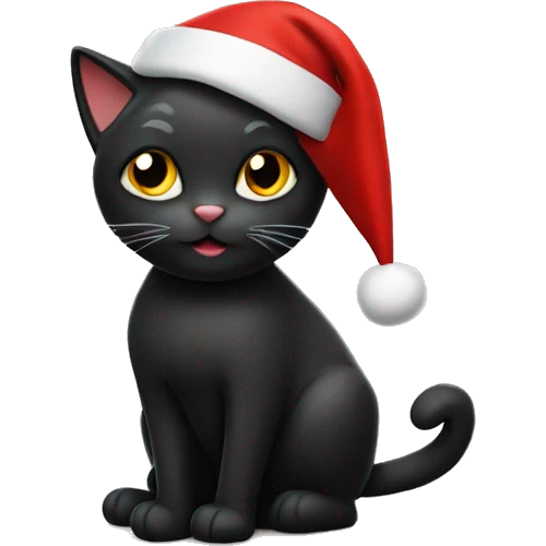 Black cat wearing Santa hat emoji