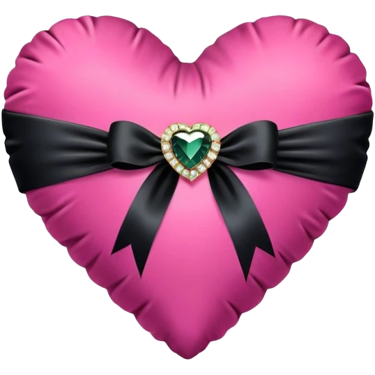 "A heart-shaped velvet cushion tied with a silky black ribbon and adorned with a sparkling gem centerpiece."
 emoji