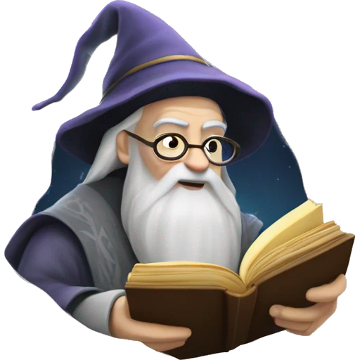 Dumbledore reading book emoji
