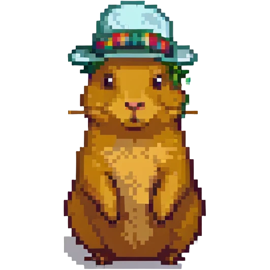 A capybara wearing a raspberry-colored hat emoji