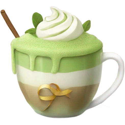 matcha latte with a ribbon emoji