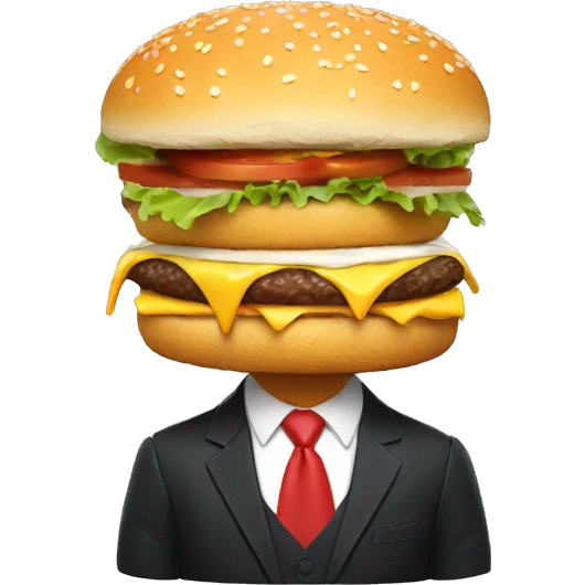 Donald Trump with a hamburger  emoji