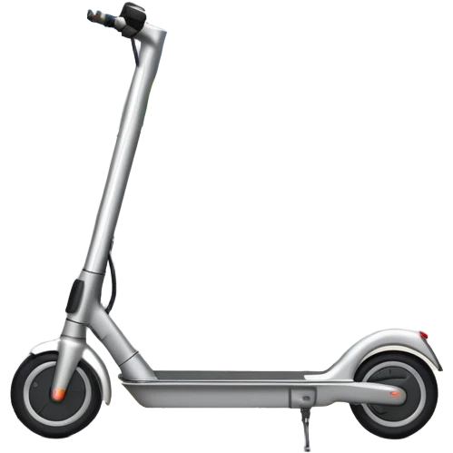 An icon featuring a sleek electric scooter with a modern design, parked on a smooth city sidewalk. The background shows a bustling urban landscape with clear skies, tall buildings, and pedestrians walking by. The scooter is highlighted as a symbol of eco-friendly transportation and modern mobility.  emoji