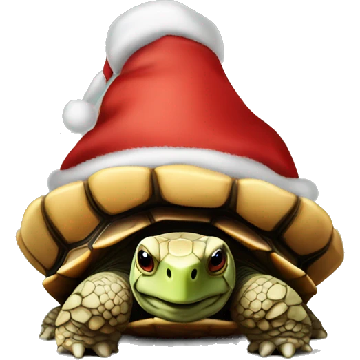 A tortoise with Christmas hat emoji