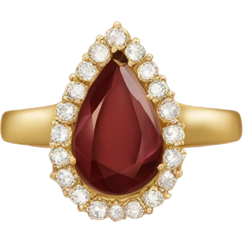 Burgundy pear shaped gold engagement ring emoji