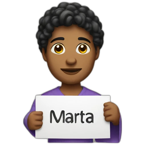 Prince holding a sign which reads "Marta" emoji