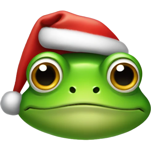 Frog wearing Santa hat emoji