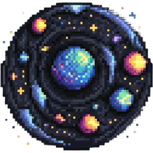 galaxy nebula orb, pixel art style, tiny stars and cosmic swirls emoji