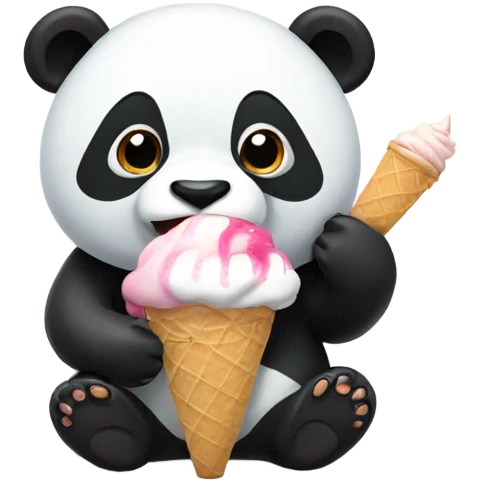 Panda eating ice cream emoji