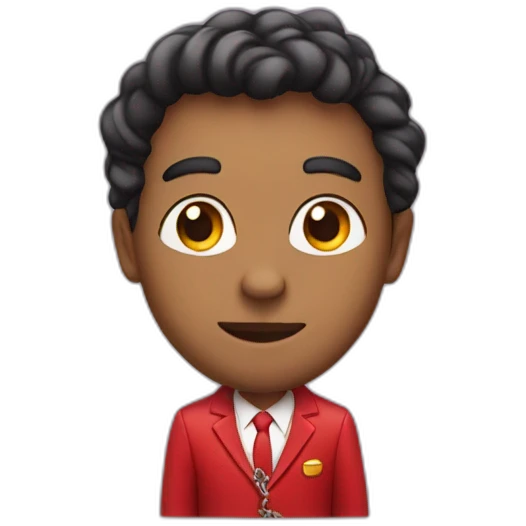 Cartoon wearing red suit with chain emoji