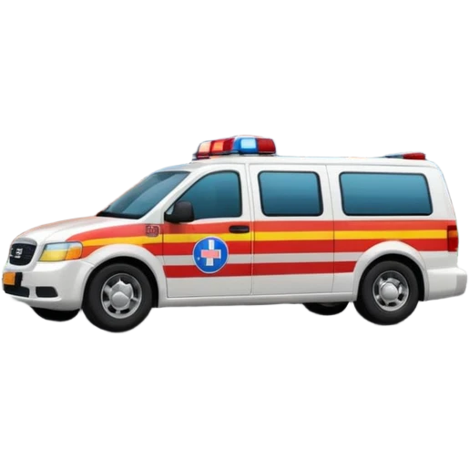 Emergency Medical Services department building with Emergency Medical Services car near emoji
