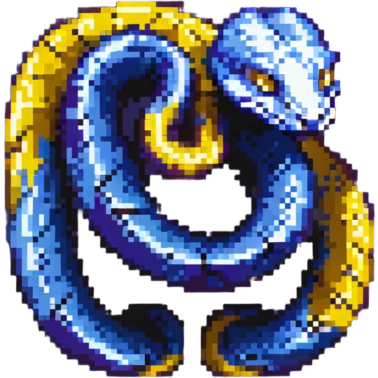 A stylish sticker featuring a snake in dark blue and dark purple tones for the Snakebite community. emoji