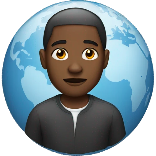 black man whose head is a globe emoji