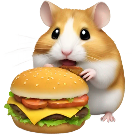 Hamster eating hamburger emoji