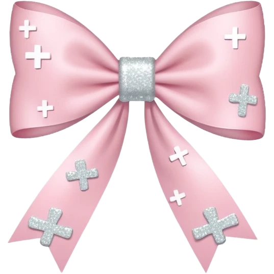 super pale pink bow confetti but the paper confetti are the pale pink bows all spread out with white tiny glitter and then with a cross on it emoji