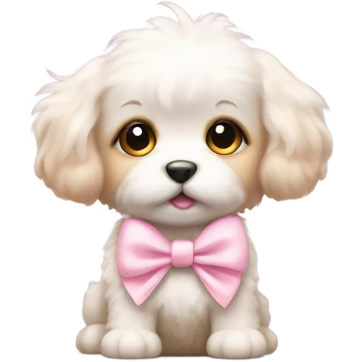 Fuzzy baby dog with light pink bow emoji