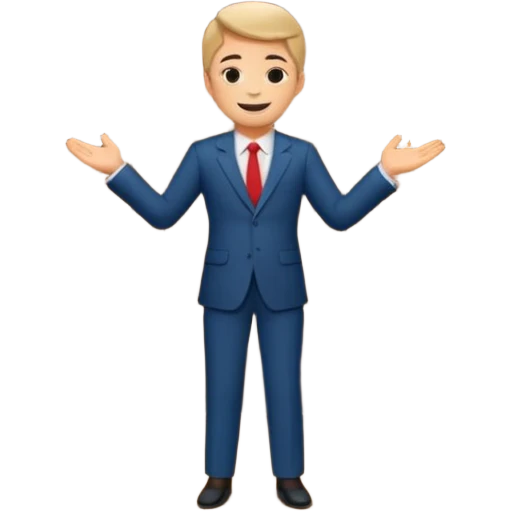 presenter on theater wooden stage, whole body emoji