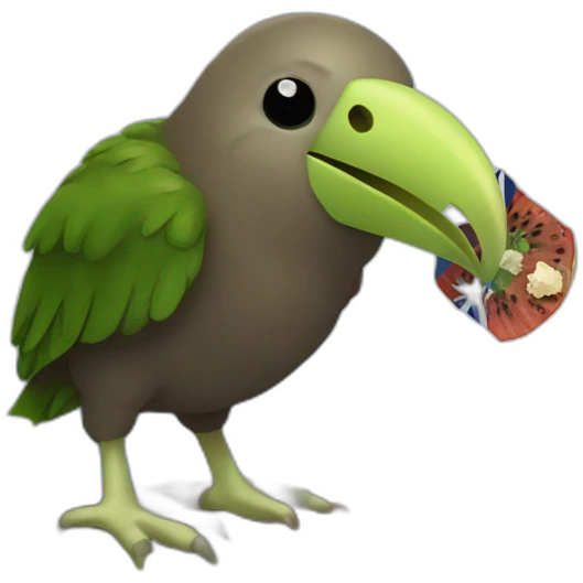 kiwi bird eating the new zealand flag emoji