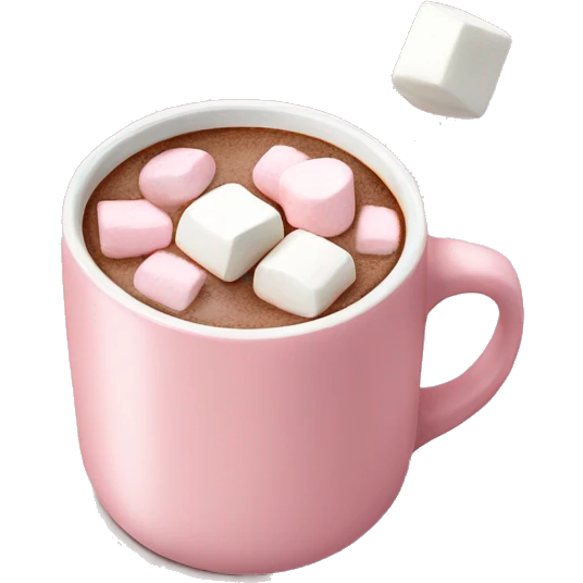 Light Pink mug of hot chocolate with marshmallows  emoji