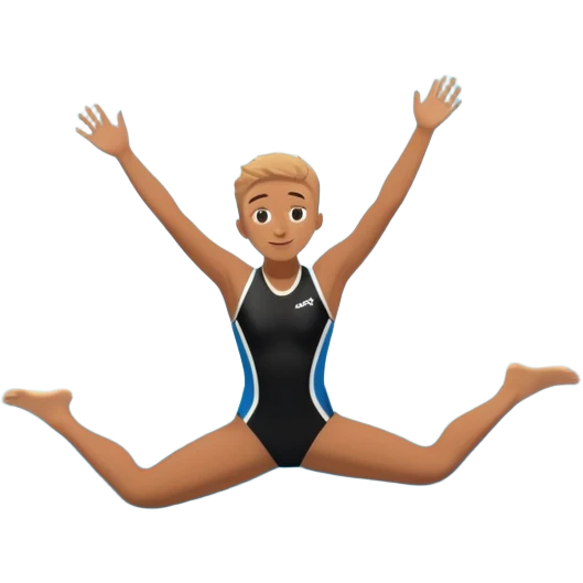 A young, inexperienced person stands at the edge of a pool named “Confidence,” mid-jump, arms open wide. Below, skilled divers are already in motion—but this person dives in with bold energy, unshaken by their lack of experience. The water sparkles,  emoji