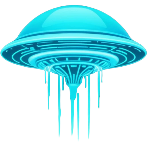 extraterrestrial futuristic otherworldly cyan bioluminescent neon-glowing aesthetic scenery emoji