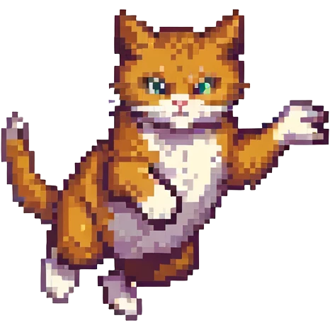 pixel art cat mid-attack leaping with sharp claws visible emoji