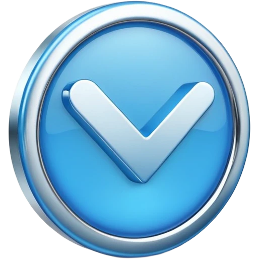 "A 3D glossy blue verification checkmark icon, smooth rounded edges, studio lighting, high resolution, minimalist aesthetic." emoji