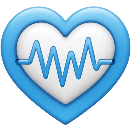 Minimal medical AI logo, heart + signal wave, flat emoji style, clean, modern, blue and white emoji
