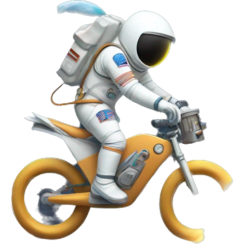 Astronaut riding a bike through a time portal  emoji
