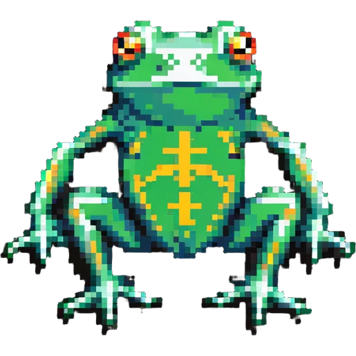cybernetic frog with biohazard symbol emoji
