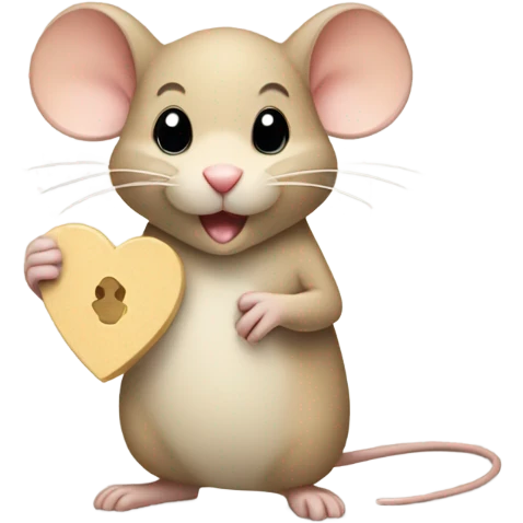 Beige mouse holding beige hearf emoji