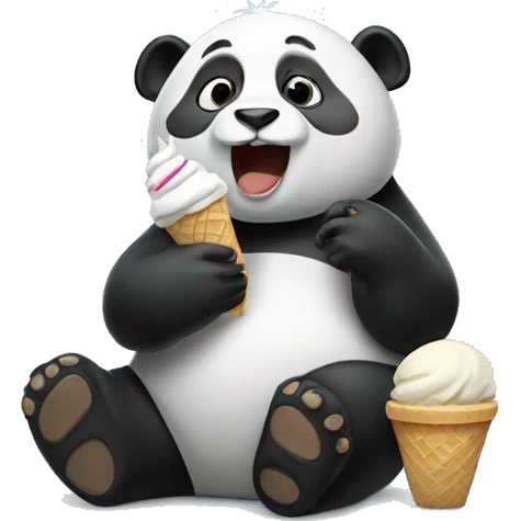 Panda eating ice cream emoji