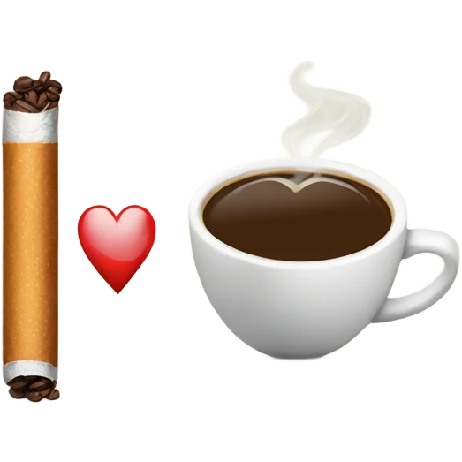 coffee and cigarette with a heart  emoji