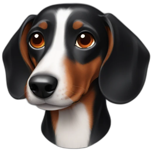 Black dachshund with red collar white eyes and white nose emoji