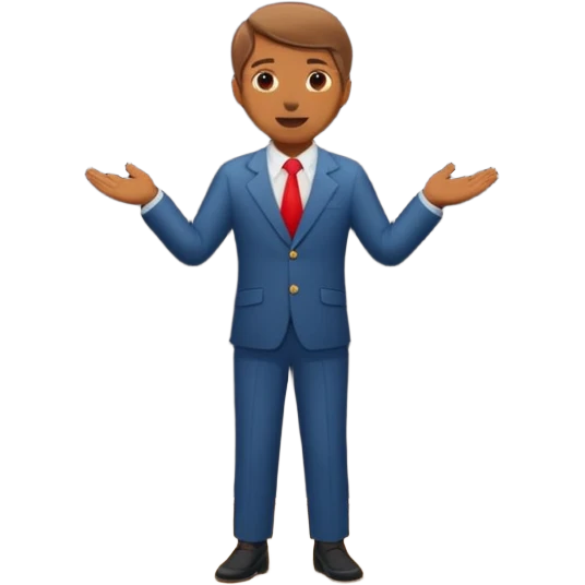 presenter on theater wooden stage, whole body , curtains emoji