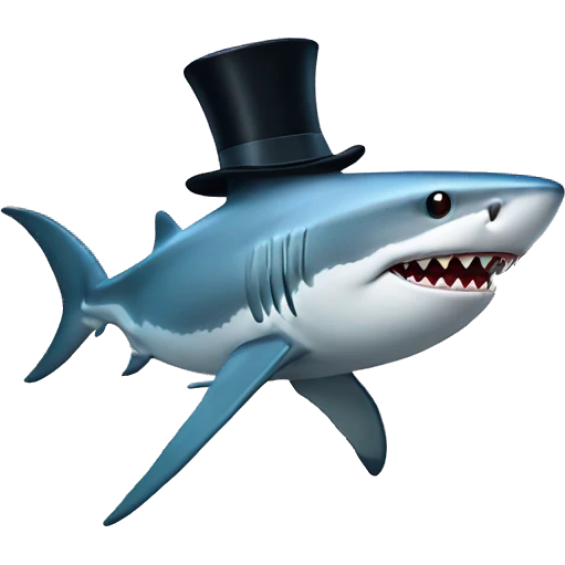 Shark with a top hat emoji