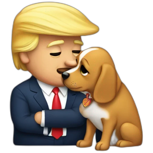 trump kissing a dog emoji