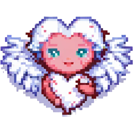 white cupid heart, pixel art style emoji
