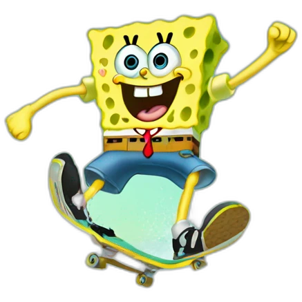 spongebob doing a kickflip emoji