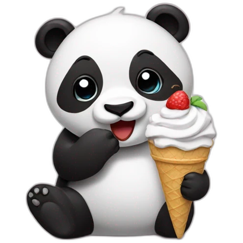 Panda eating ice cream emoji