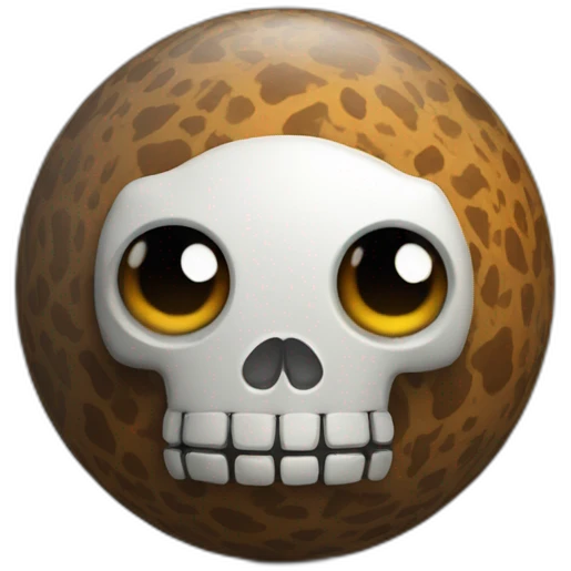 3d sphere with a cartoon Skeleton Horse skin texture with big kind eyes emoji