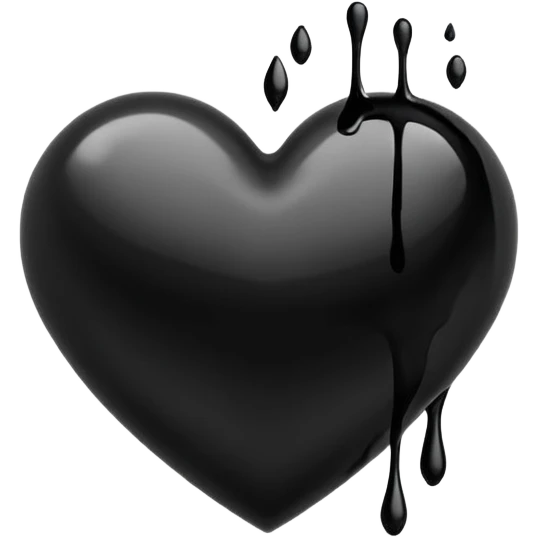 black ink heart emoji with ink streaks, isolated on white background emoji