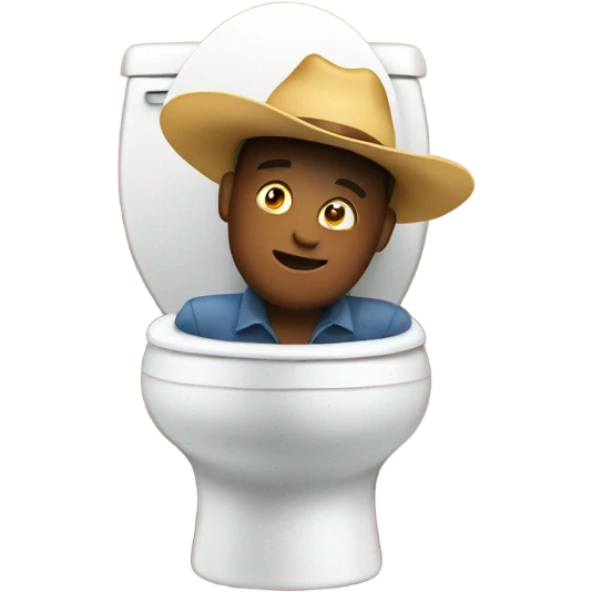 Pooping on the toilet with a cowboy hat emoji