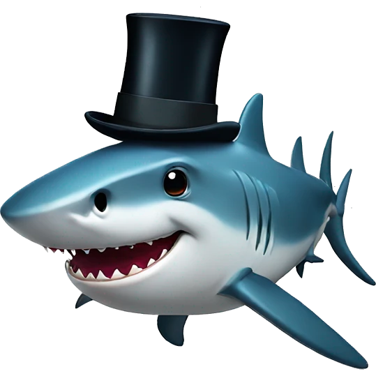 Shark with a top hat emoji
