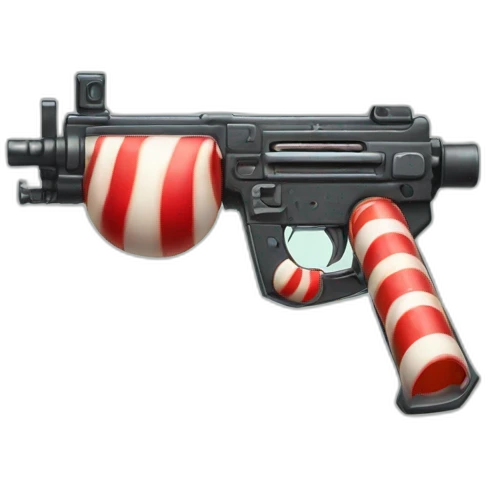 machine gun with candy cane skin that has all lines horizontal emoji