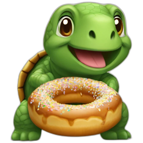 Tortue qui mange un donnut emoji