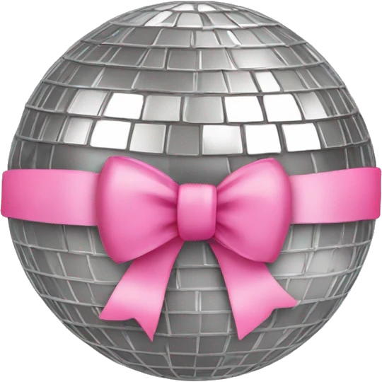 silver disco ball with pink bow on it emoji