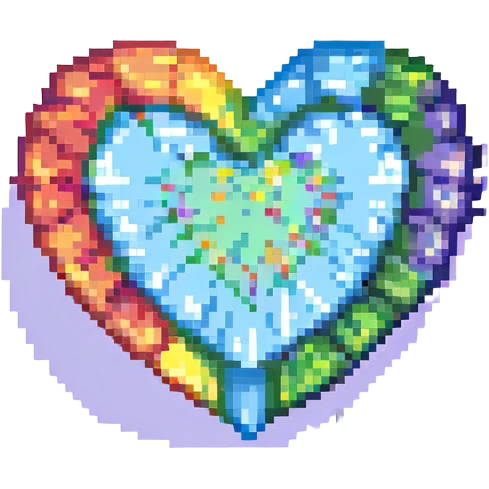 rainbow pride heart, pixel art style, no text emoji
